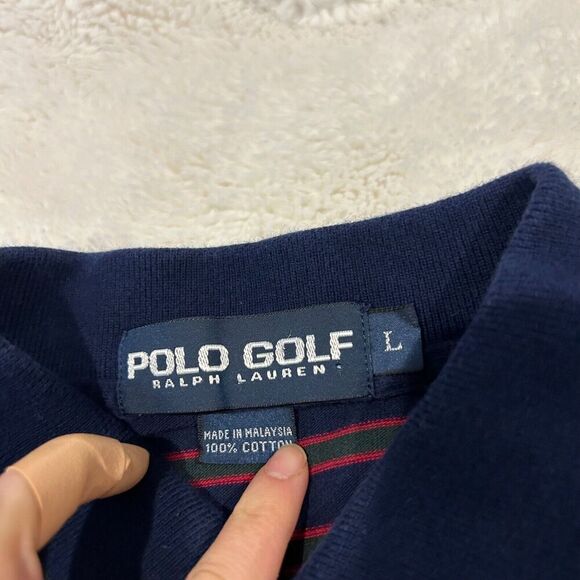 Polo Golf by‎ Ralph Lauren Stripped Polo In Blue/ Red Mens Size L - Picture 4 of 7